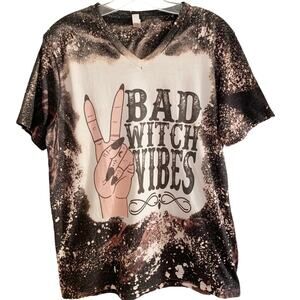 Bad Witch Vibes Bleach Tie Dye Graphic Tee Large Halloween